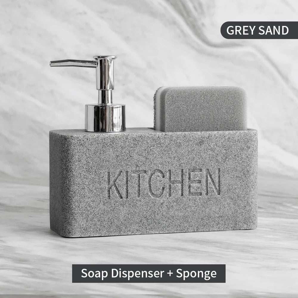 Modern Kitchen Accessories Soap Dispenser Set Liquid Hand Soap Dispenser Pump Bottle Brushes Holds and Stores Sponges Scrubbers