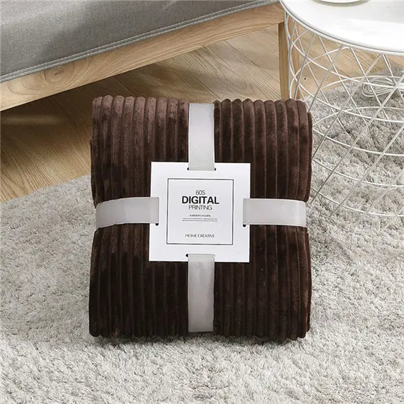 Super Soft Quilted Flannel Blankets for Beds Solid Striped Mink Throw Sofa Cover Bedspread Winter Warm Blankets
