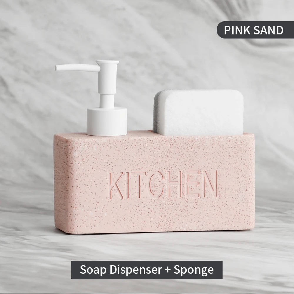 Modern Kitchen Accessories Soap Dispenser Set Liquid Hand Soap Dispenser Pump Bottle Brushes Holds and Stores Sponges Scrubbers