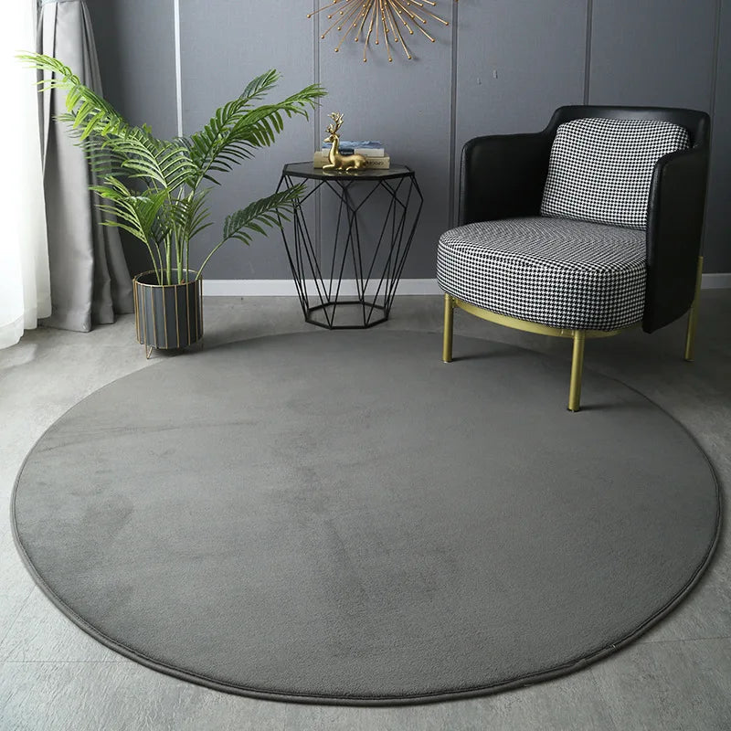 Round Thickened Coral Velvet Carpet Soft Bedroom Mats Bed Full Living Room Rugs Tatami Mat Computer Desk Balcony Blanket