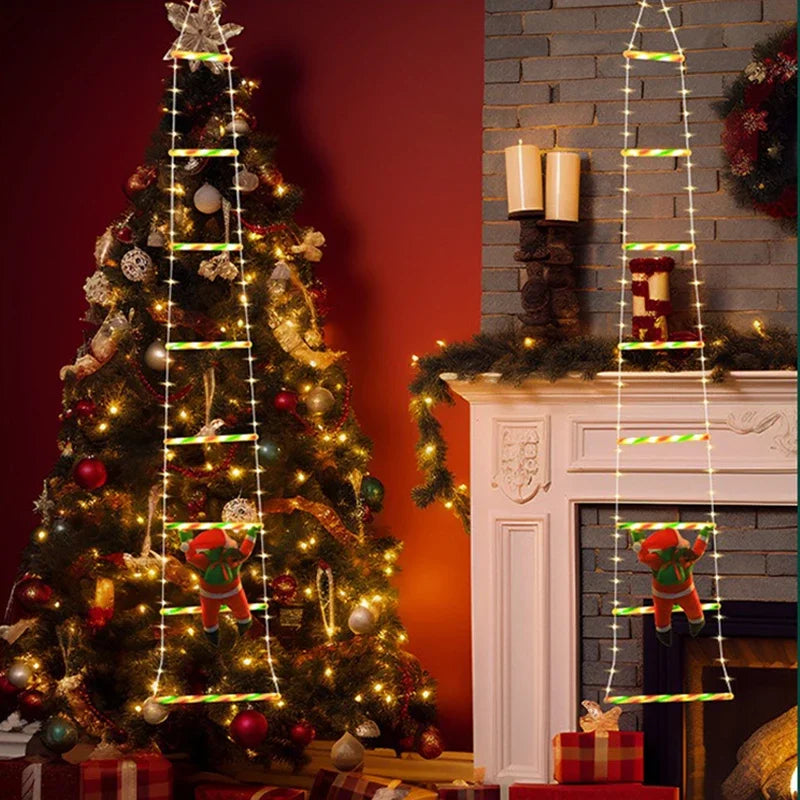 Santa Claus Climbing Ladder String Lights USB 8 Modes LED Lamp Christmas Decoration for Garden Cristmas Tree New Year Gift