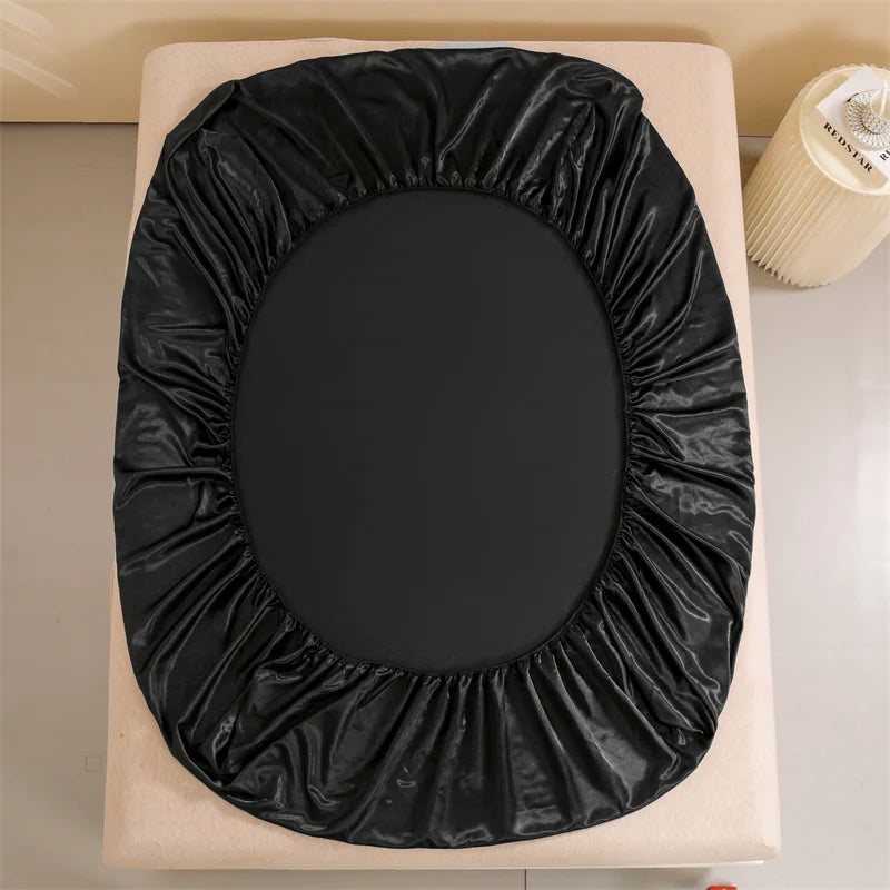 Satin Bed Sheets, Set 1 Deep Pocket Fitted Sheet + 1 Flat Sheet + 2 Pillowcases