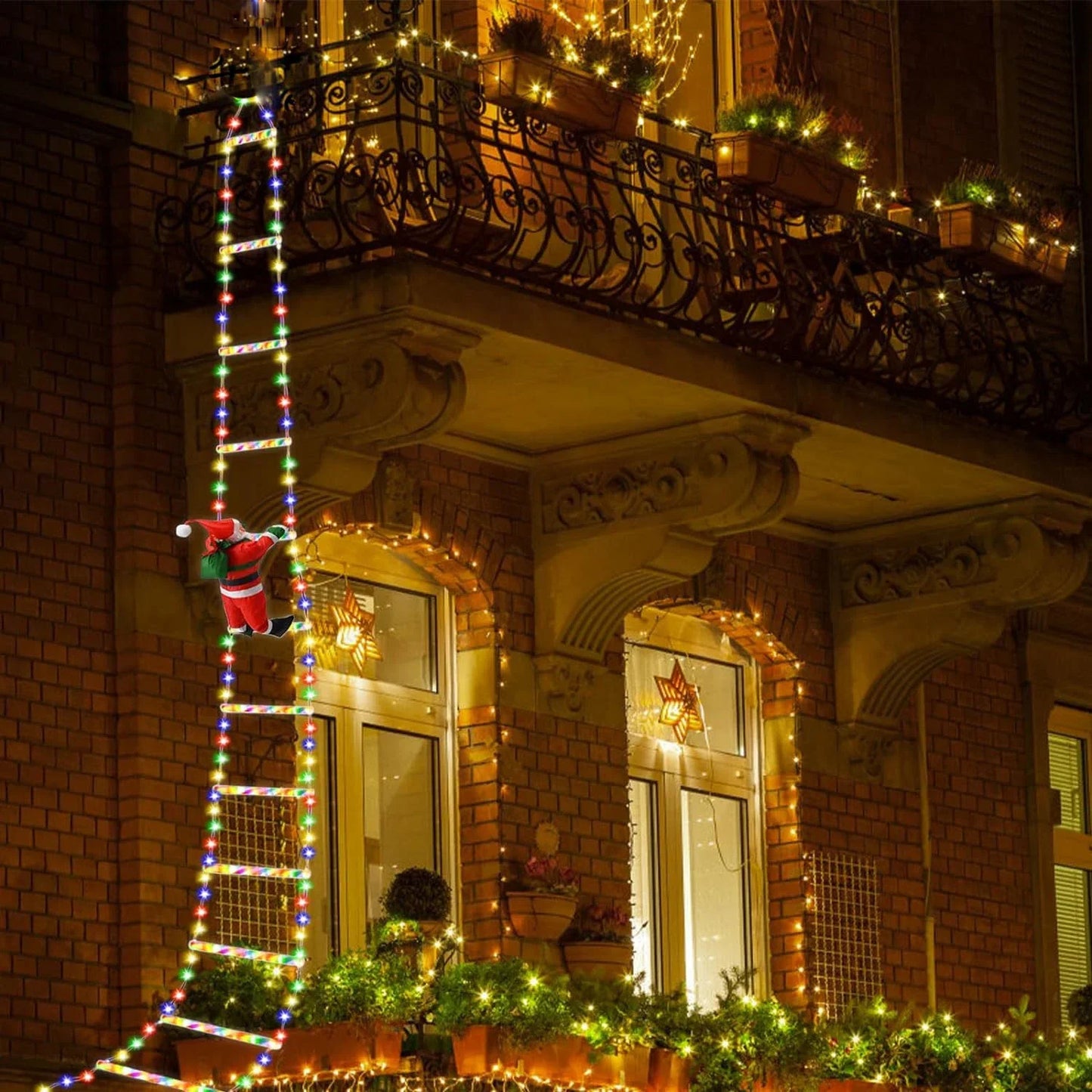 Santa Claus Climbing Ladder String Lights USB 8 Modes LED Lamp Christmas Decoration for Garden Cristmas Tree New Year Gift