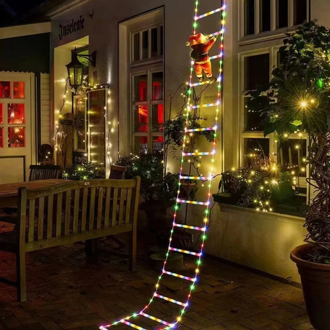 Santa Claus Climbing Ladder String Lights USB 8 Modes LED Lamp Christmas Decoration for Garden Cristmas Tree New Year Gift