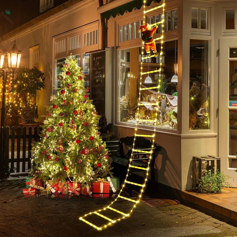 Santa Claus Climbing Ladder String Lights USB 8 Modes LED Lamp Christmas Decoration for Garden Cristmas Tree New Year Gift