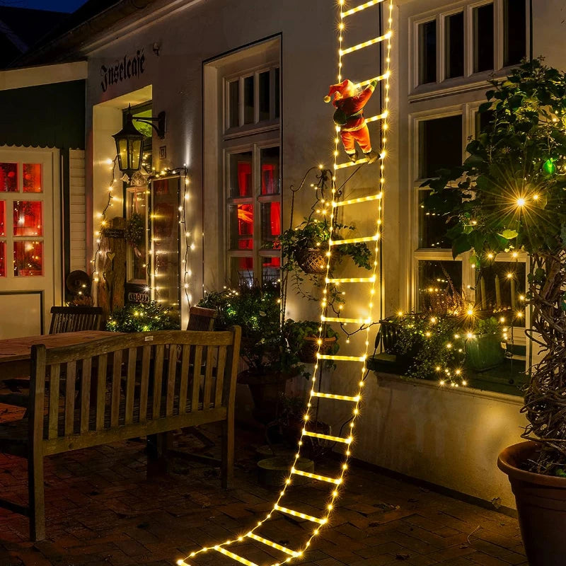 Santa Claus Climbing Ladder String Lights USB 8 Modes LED Lamp Christmas Decoration for Garden Cristmas Tree New Year Gift
