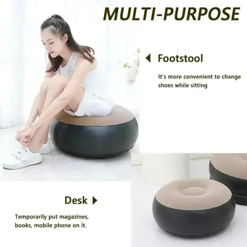 Inflatable Lazy Sofa Chair PVC Flocking Foldable Sofa with Slip-On Lunch Lounge Chair Set
