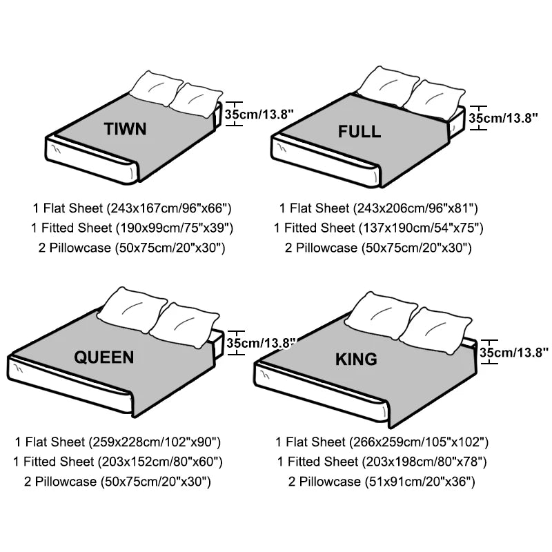 Satin Bed Sheets, Set 1 Deep Pocket Fitted Sheet + 1 Flat Sheet + 2 Pillowcases