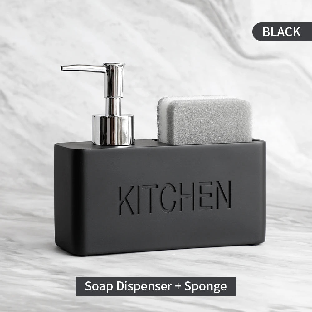 Modern Kitchen Accessories Soap Dispenser Set Liquid Hand Soap Dispenser Pump Bottle Brushes Holds and Stores Sponges Scrubbers