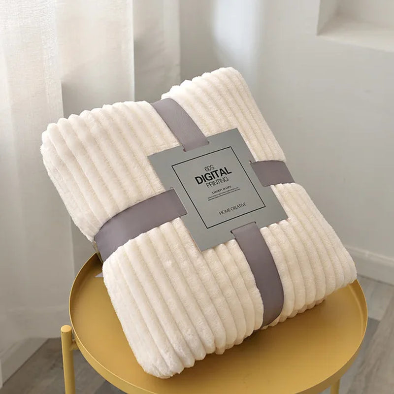 Super Soft Quilted Flannel Blankets for Beds Solid Striped Mink Throw Sofa Cover Bedspread Winter Warm Blankets