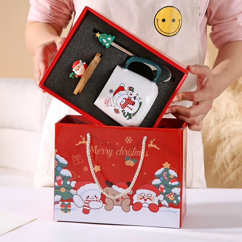 Mug Coffee Christmas Gift,  with Lid with Spoon Set Cup Mug Gift Box Ceramic Mug