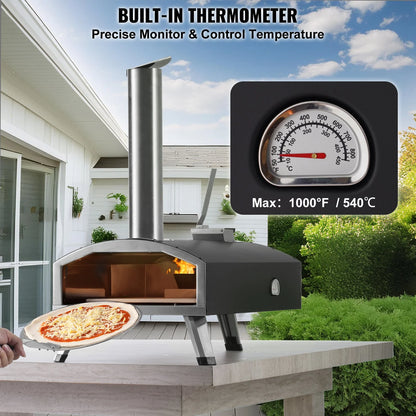 VEVOR 12 Outdoor Pizza Oven Portable Wood Pellet Pizza Oven Iron Spray Camping