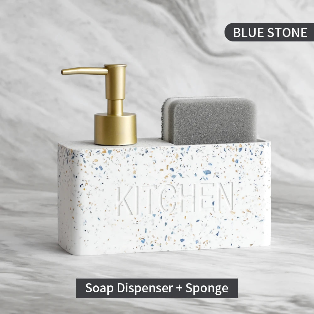 Modern Kitchen Accessories Soap Dispenser Set Liquid Hand Soap Dispenser Pump Bottle Brushes Holds and Stores Sponges Scrubbers