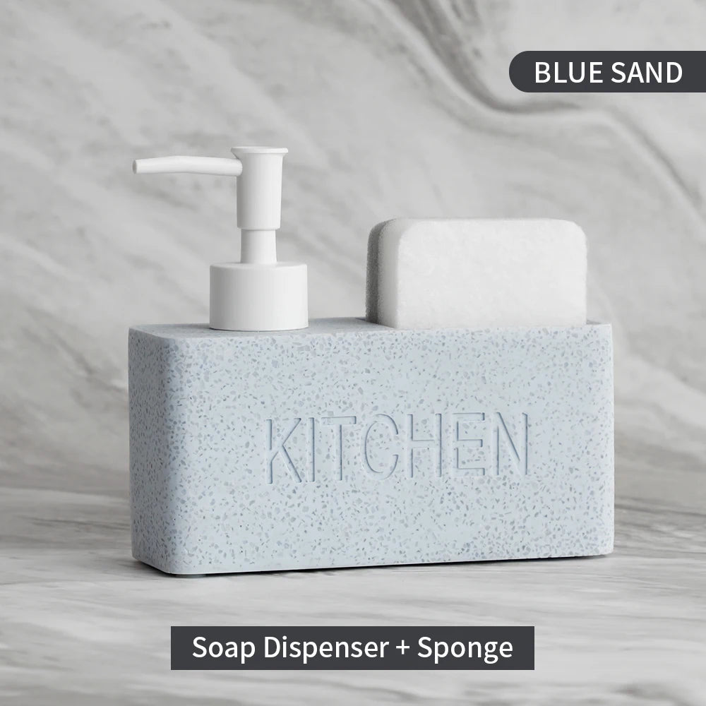 Modern Kitchen Accessories Soap Dispenser Set Liquid Hand Soap Dispenser Pump Bottle Brushes Holds and Stores Sponges Scrubbers