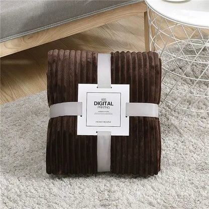 Super Soft Quilted Flannel Blankets for Beds Solid Striped Mink Throw Sofa Cover Bedspread Winter Warm Blankets