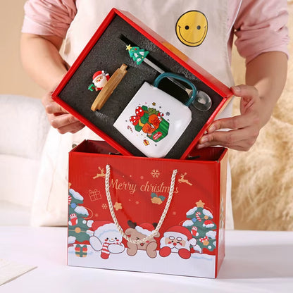 Mug Coffee Christmas Gift,  with Lid with Spoon Set Cup Mug Gift Box Ceramic Mug