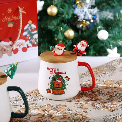 Mug Coffee Christmas Gift,  with Lid with Spoon Set Cup Mug Gift Box Ceramic Mug
