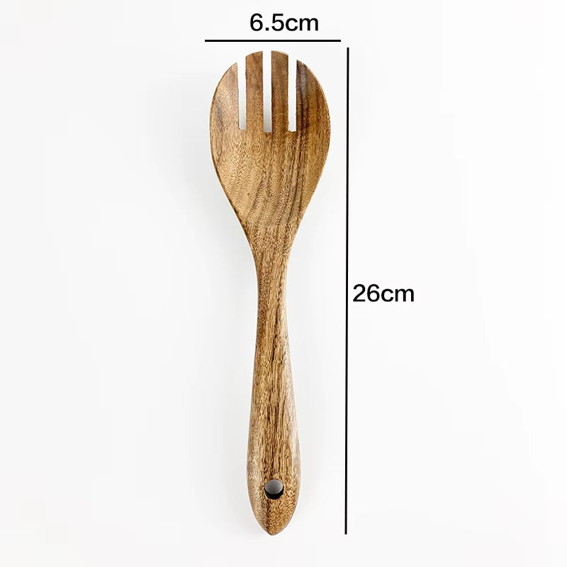 Wooden Kitchen Utensils Set, Wooden Spoons for Cooking Natural Teak Wood Non Stick Pots Kitchen Spatula Set for Cooking Gift