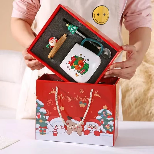 Mug Coffee Christmas Gift,  with Lid with Spoon Set Cup Mug Gift Box Ceramic Mug