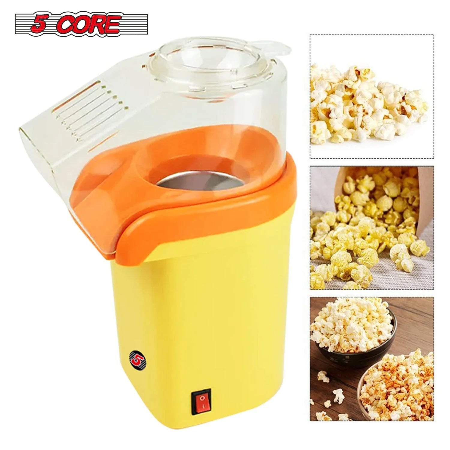 Popcorn Machine 16 Cup Hot Air Popper Mini Portable Electric Pop Corn Maker YELLOW