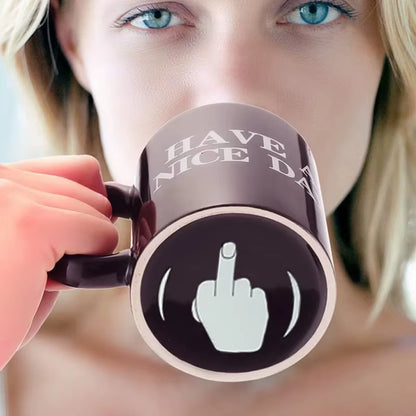 Coffee Mug with Vertical Middle Finger Creative Hand Milk Tea Cup New Style Office Mug 