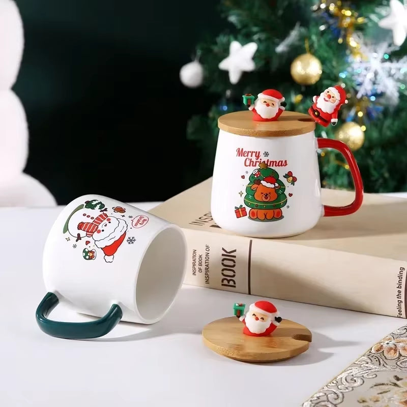 Mug Coffee Christmas Gift,  with Lid with Spoon Set Cup Mug Gift Box Ceramic Mug