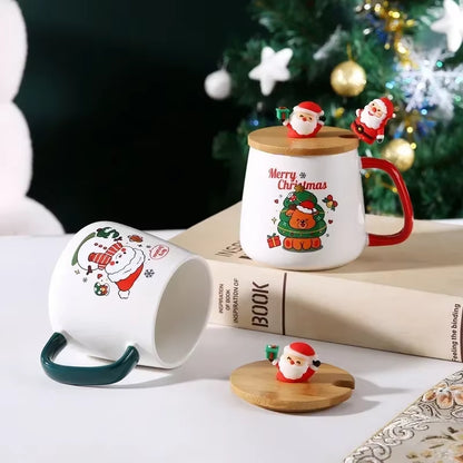Mug Coffee Christmas Gift,  with Lid with Spoon Set Cup Mug Gift Box Ceramic Mug