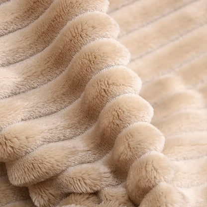 Super Soft Quilted Flannel Blankets for Beds Solid Striped Mink Throw Sofa Cover Bedspread Winter Warm Blankets