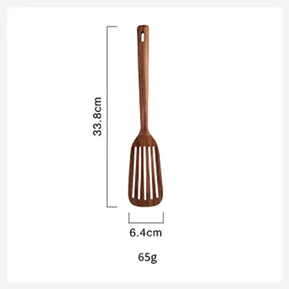 Wooden Kitchen Utensils Set, Wooden Spoons for Cooking Natural Teak Wood Non Stick Pots Kitchen Spatula Set for Cooking Gift