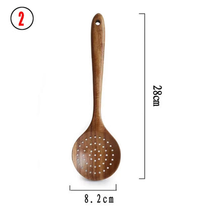 Wooden Kitchen Utensils Set, Wooden Spoons for Cooking Natural Teak Wood Non Stick Pots Kitchen Spatula Set for Cooking Gift