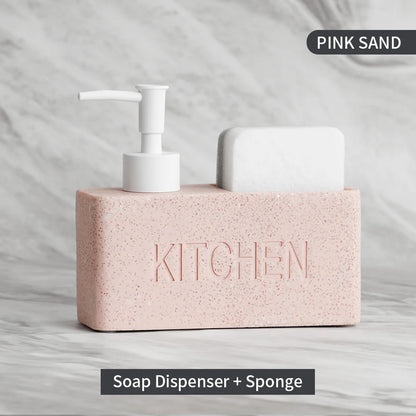Modern Kitchen Accessories Soap Dispenser Set Liquid Hand Soap Dispenser Pump Bottle Brushes Holds and Stores Sponges Scrubbers