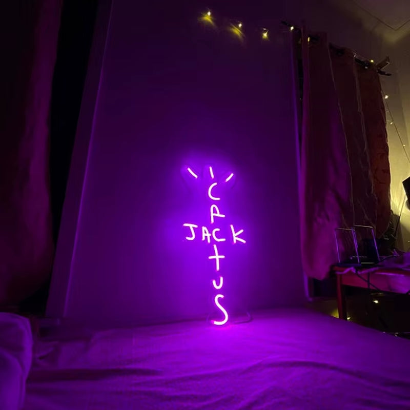 Cactus Jack Custom Neon LED Wall Sign - Handcrafted Home Decor for Housewarming and Birthday Gifts