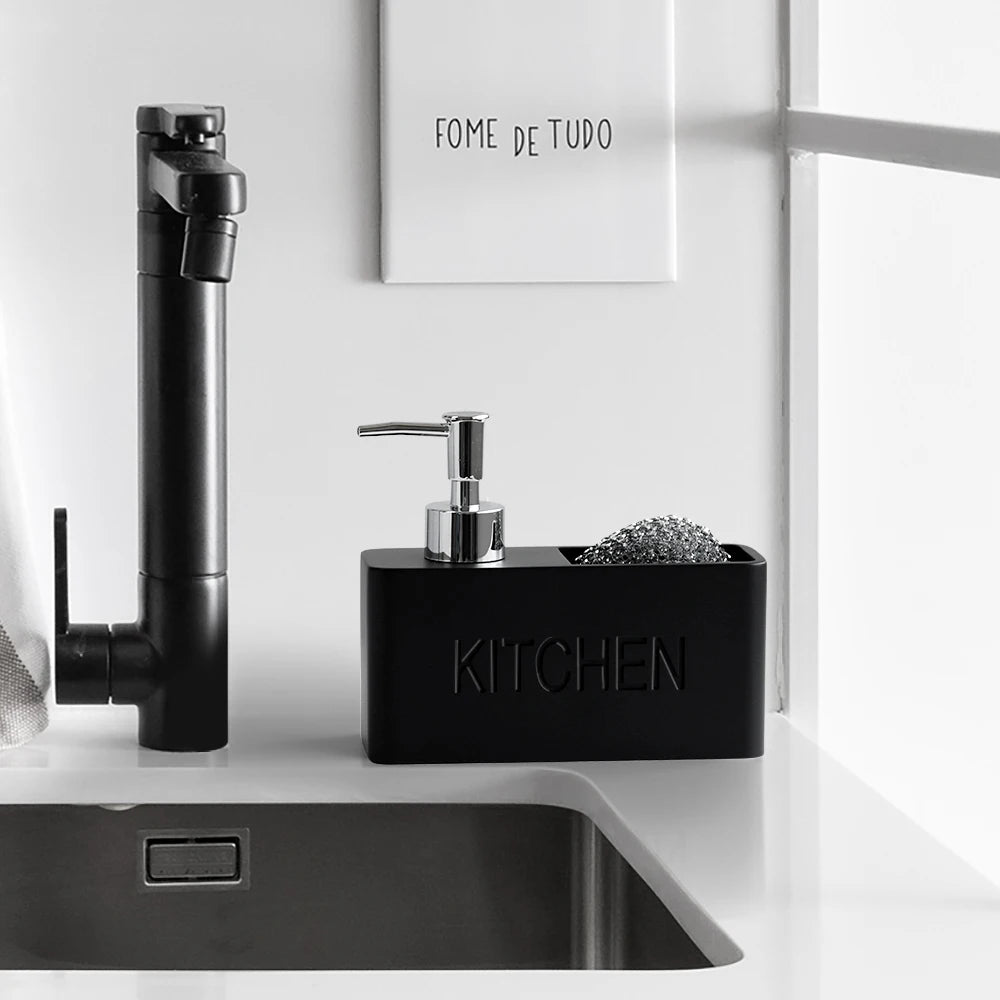 Modern Kitchen Accessories Soap Dispenser Set Liquid Hand Soap Dispenser Pump Bottle Brushes Holds and Stores Sponges Scrubbers