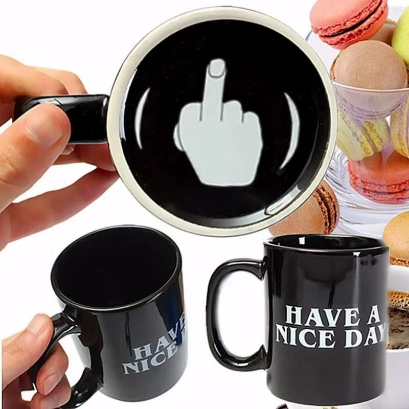 Coffee Mug with Vertical Middle Finger Creative Hand Milk Tea Cup New Style Office Mug 