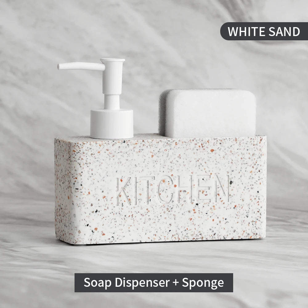 Modern Kitchen Accessories Soap Dispenser Set Liquid Hand Soap Dispenser Pump Bottle Brushes Holds and Stores Sponges Scrubbers