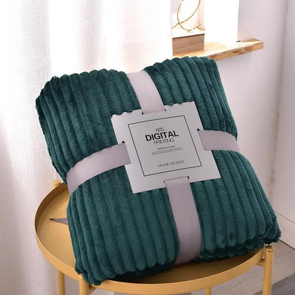 Super Soft Quilted Flannel Blankets for Beds Solid Striped Mink Throw Sofa Cover Bedspread Winter Warm Blankets