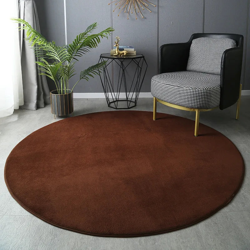 Round Thickened Coral Velvet Carpet Soft Bedroom Mats Bed Full Living Room Rugs Tatami Mat Computer Desk Balcony Blanket