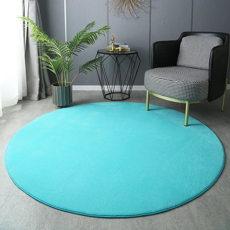 Round Thickened Coral Velvet Carpet Soft Bedroom Mats Bed Full Living Room Rugs Tatami Mat Computer Desk Balcony Blanket