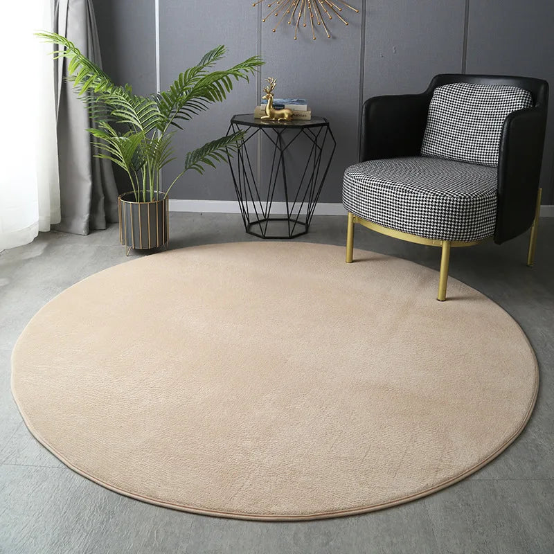 Round Thickened Coral Velvet Carpet Soft Bedroom Mats Bed Full Living Room Rugs Tatami Mat Computer Desk Balcony Blanket