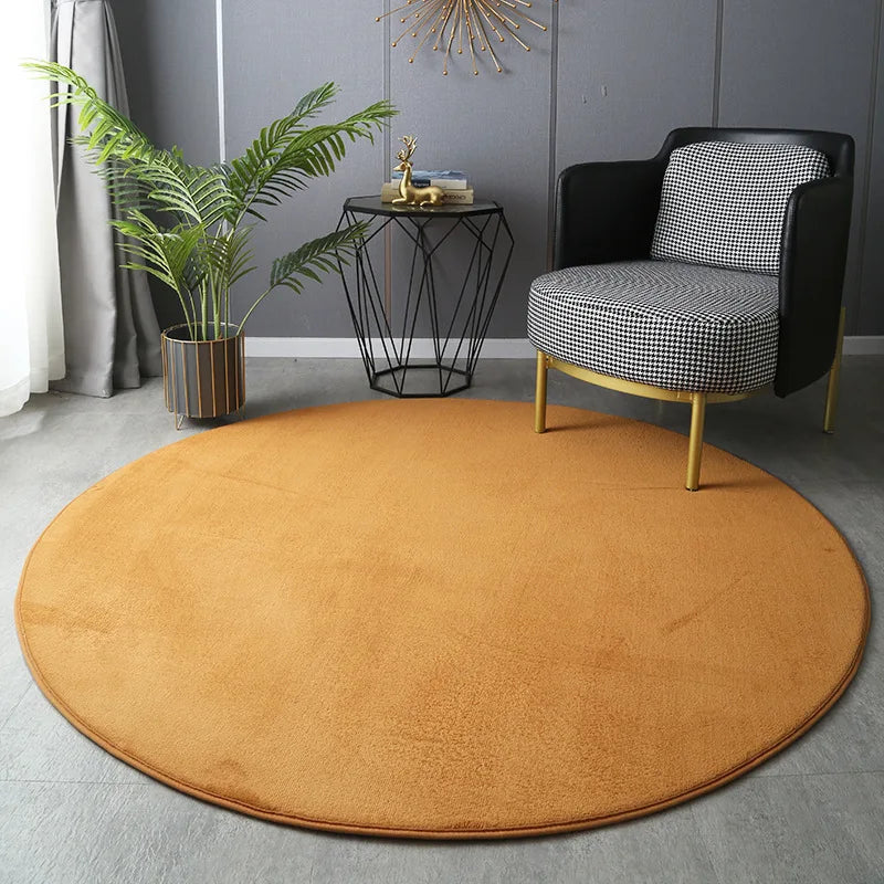Round Thickened Coral Velvet Carpet Soft Bedroom Mats Bed Full Living Room Rugs Tatami Mat Computer Desk Balcony Blanket