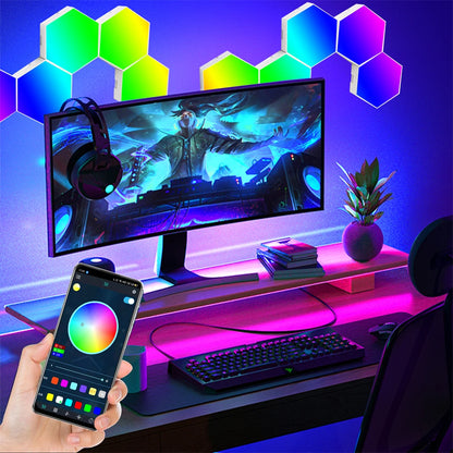 1-24 PCS Touch Sensor LED Night Light Sensitive Hexagonal LED Quantum Lamp Modular Hexagons Creative Decoration Wall Lamp