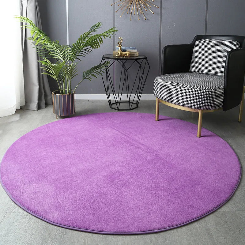 Round Thickened Coral Velvet Carpet Soft Bedroom Mats Bed Full Living Room Rugs Tatami Mat Computer Desk Balcony Blanket