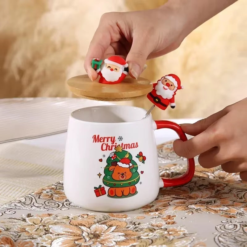 Mug Coffee Christmas Gift,  with Lid with Spoon Set Cup Mug Gift Box Ceramic Mug