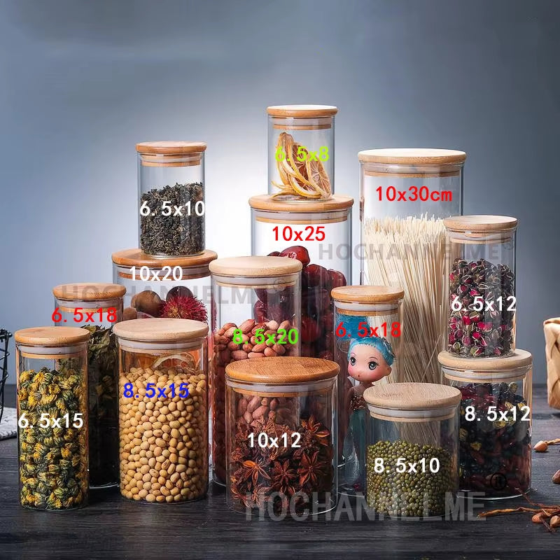 Mason Candy Jar for Spices Glass Bamboo Cover Container Glass Jars with Lids Cookie Jar Kitchen Jars and Lids Wholesale