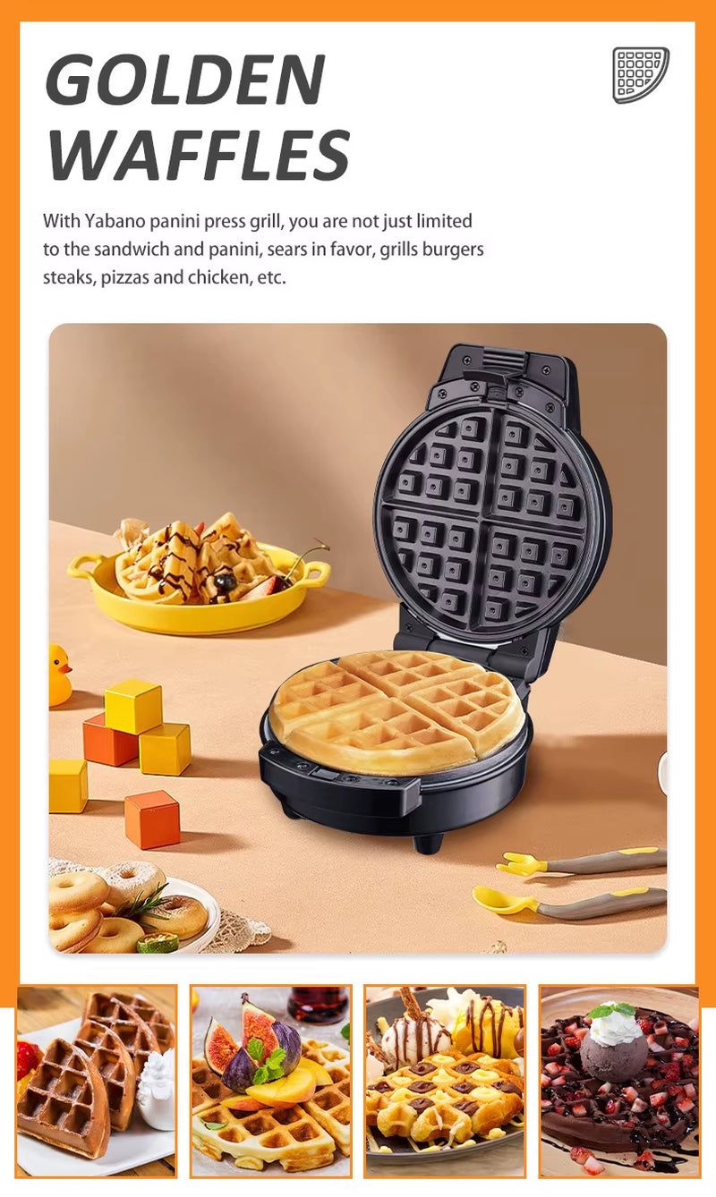 110V Electric Waffle Maker and 3-in-1 Breakfast Machine for Donuts, Sandwiches, and Paninis - EU/US Compatible