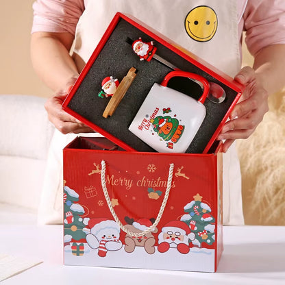 Mug Coffee Christmas Gift,  with Lid with Spoon Set Cup Mug Gift Box Ceramic Mug