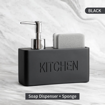 Modern Kitchen Accessories Soap Dispenser Set Liquid Hand Soap Dispenser Pump Bottle Brushes Holds and Stores Sponges Scrubbers