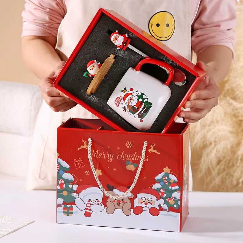Mug Coffee Christmas Gift,  with Lid with Spoon Set Cup Mug Gift Box Ceramic Mug
