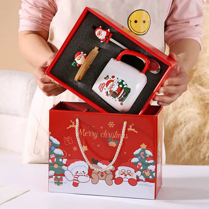 Mug Coffee Christmas Gift,  with Lid with Spoon Set Cup Mug Gift Box Ceramic Mug