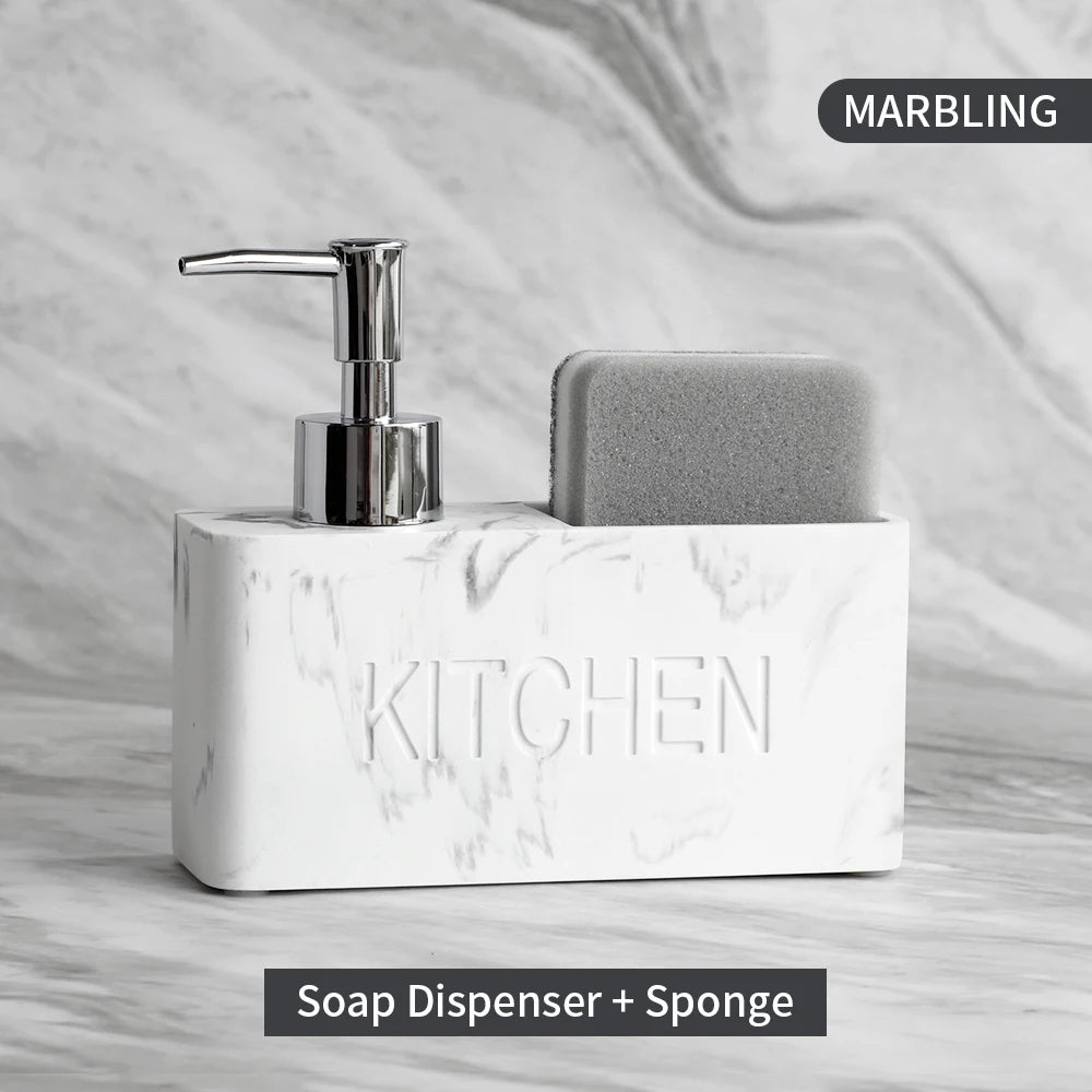 Modern Kitchen Accessories Soap Dispenser Set Liquid Hand Soap Dispenser Pump Bottle Brushes Holds and Stores Sponges Scrubbers